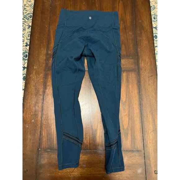 Athleta High Rise Leggings Pocket Cut Out Dark Teal Blue/Green Color Athletic S - Picture 6 of 10